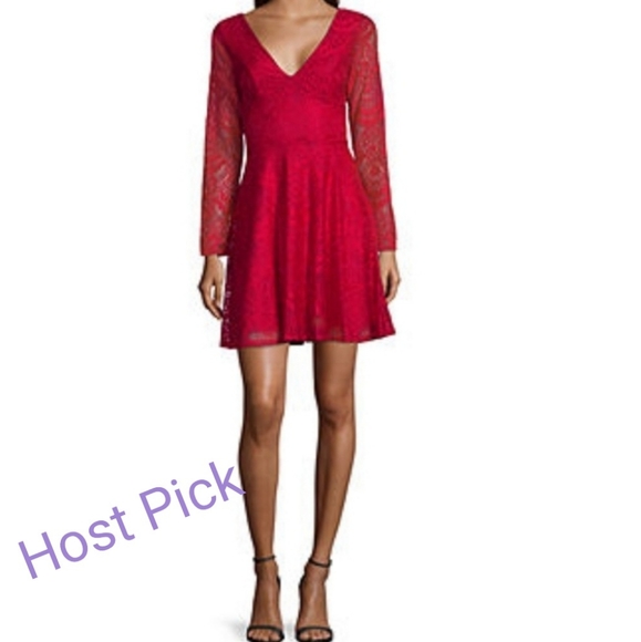 My Michelle Dresses & Skirts - My Michelle red lace overlay dress